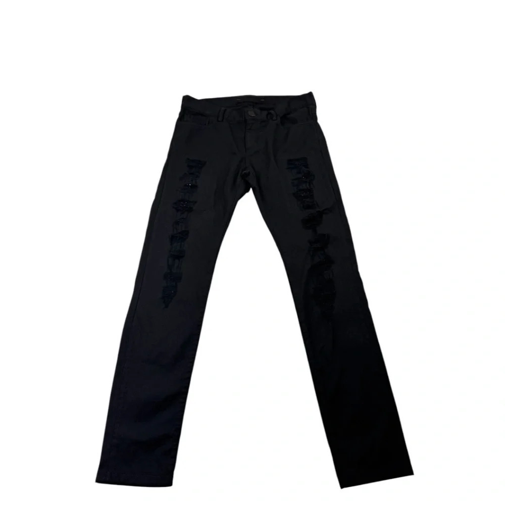 Etienne Marcel Jeans Black Distressed Skinny Denim Biker Moto studs - Picture 3 of 13